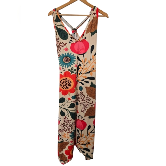 unknown Pants - Floral Sleeveless Jumpsuit Size Large